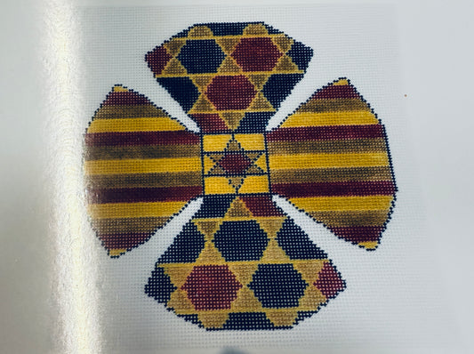 Red, yellow, brown Kippa