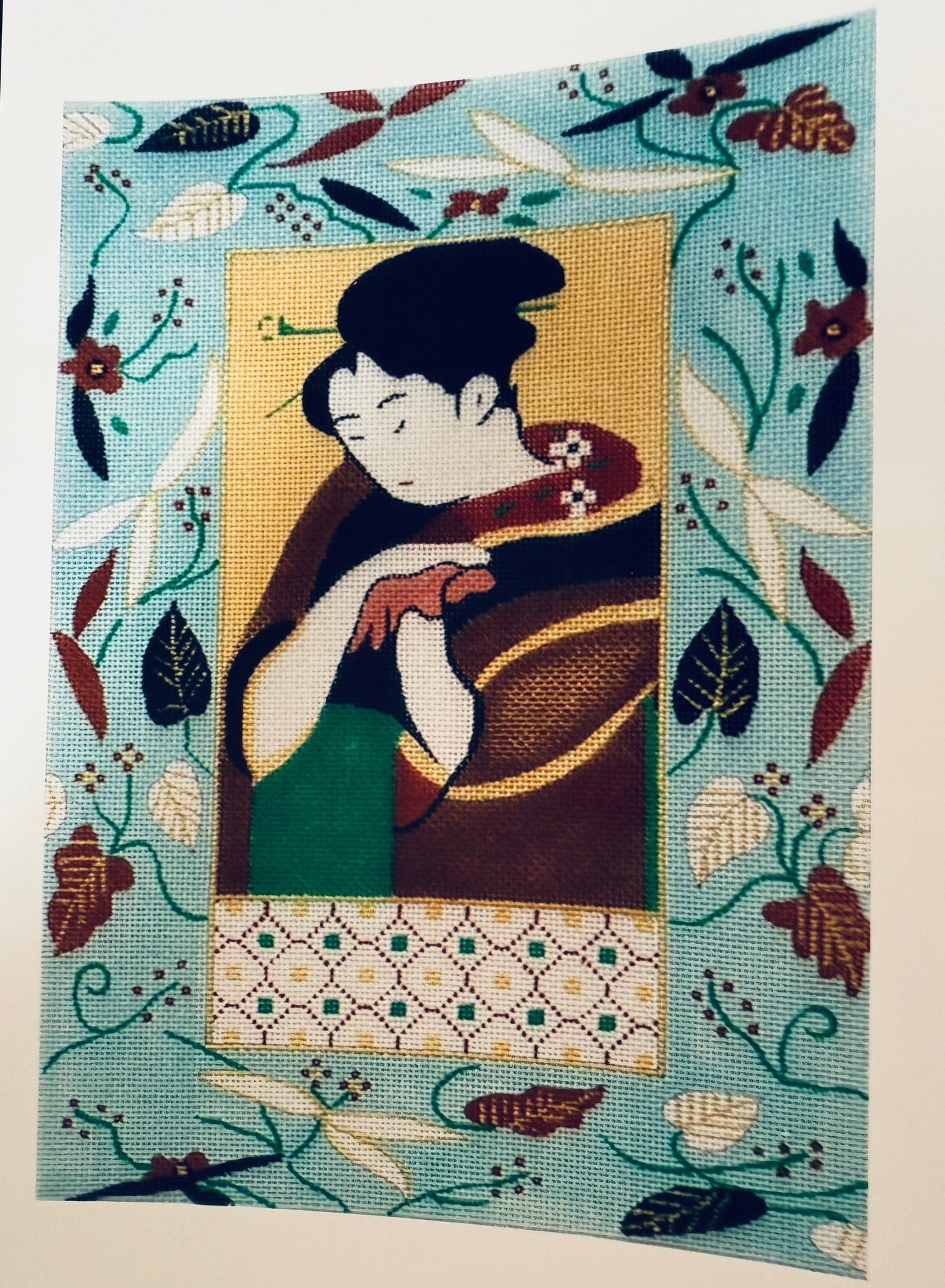 Geisha in a Leaf Frame GS1114