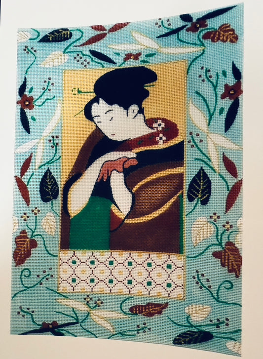 Geisha in a Leaf Frame GS1114