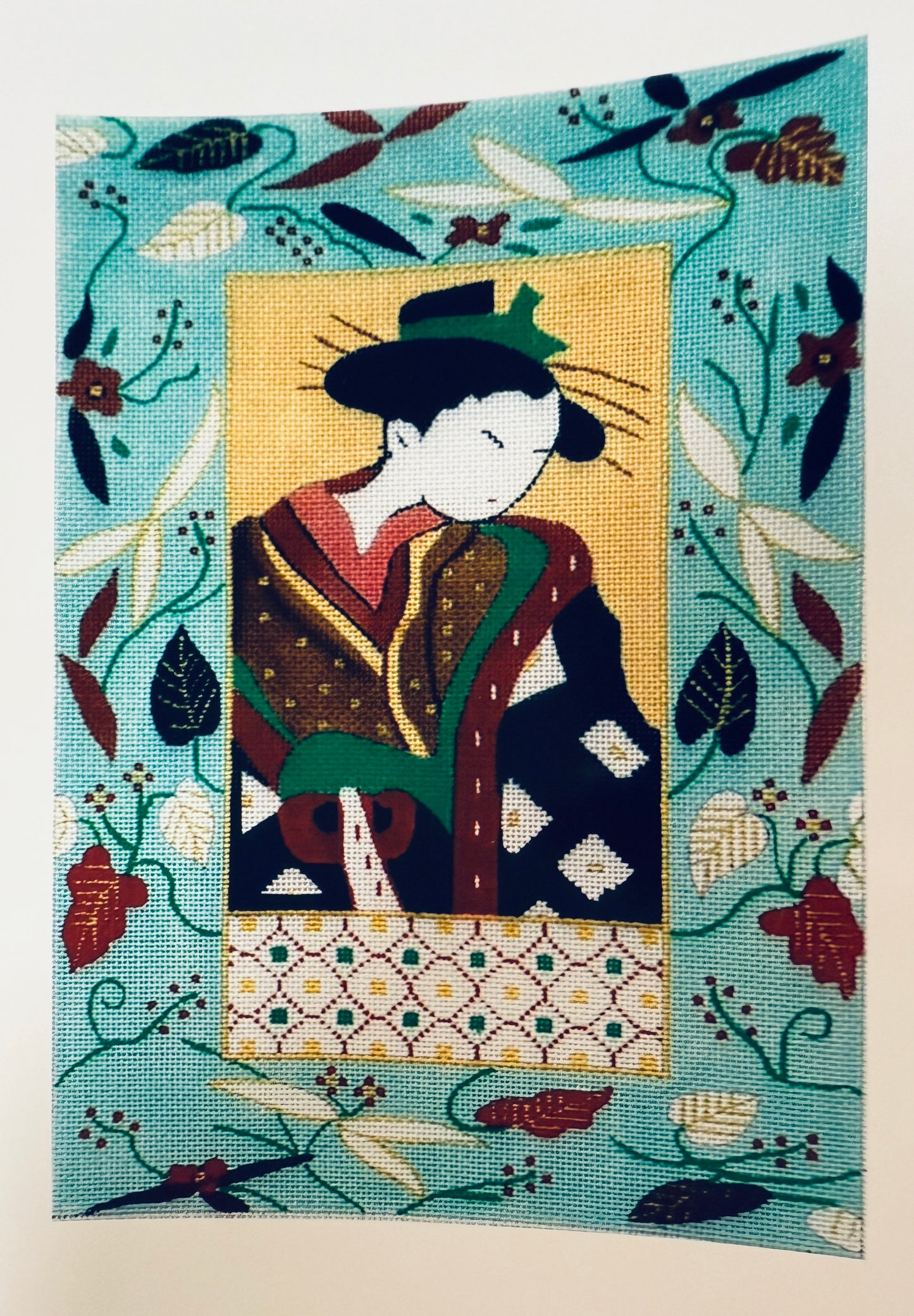 Geisha in a Leaf Frame GS1113