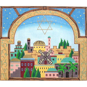 Window on Jerusalem Tallit by Julia's Needleworks