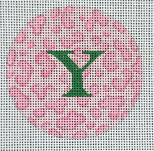 Letter Y on Pink Leopard by Kate Dickerson