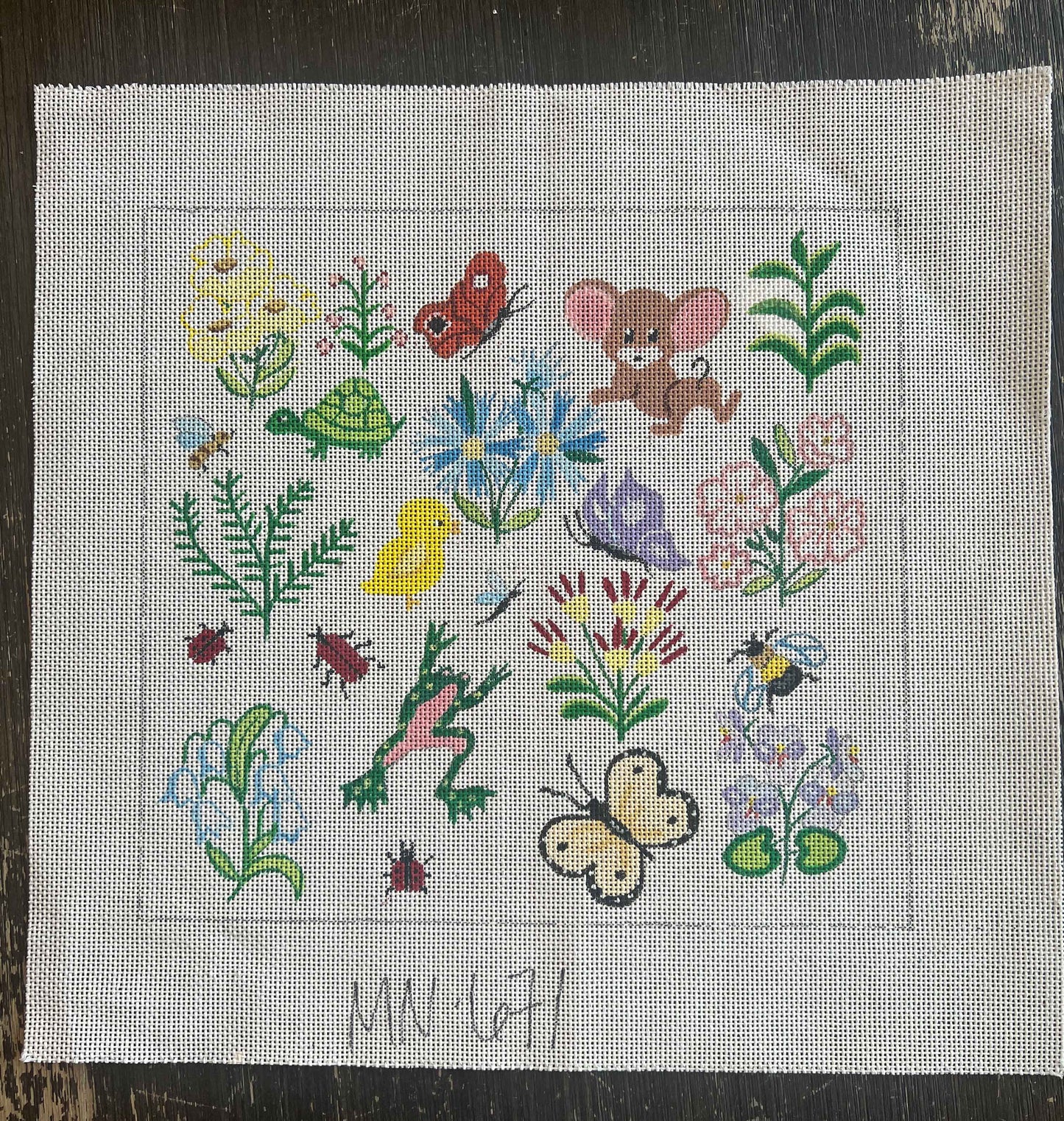 Vintage Canvas - Frogs Flowers and Mice