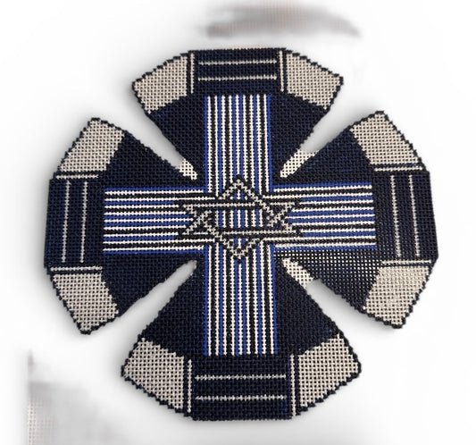 Blue White Striped Kippa