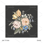 Bouquet of flowers on black