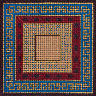 Blue & Red Greek Key Tefillin Bag