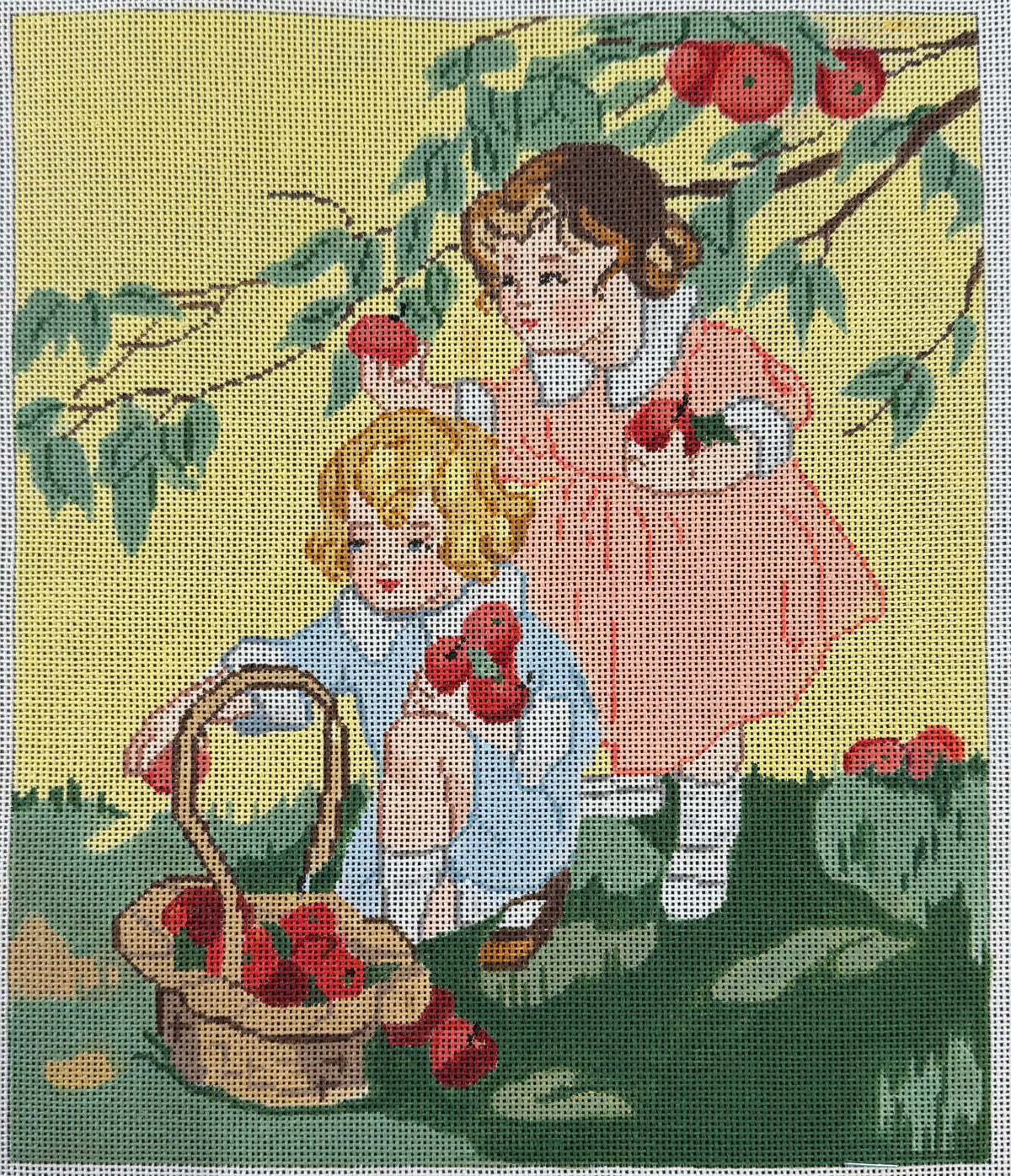 Vintage Aviva Canvas - Girls Picking Apples