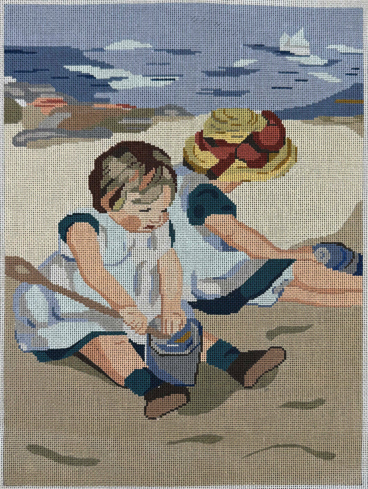 Vintage Aviva Canvas - Two Girls on the Beach