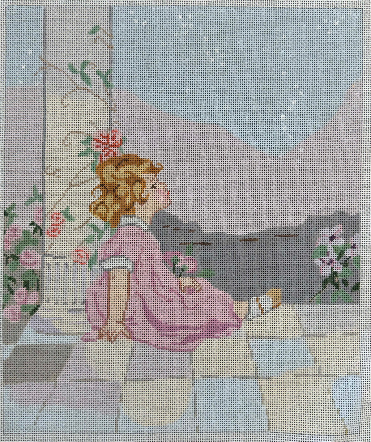 Vintage Aviva Canvas - Girl by a Column