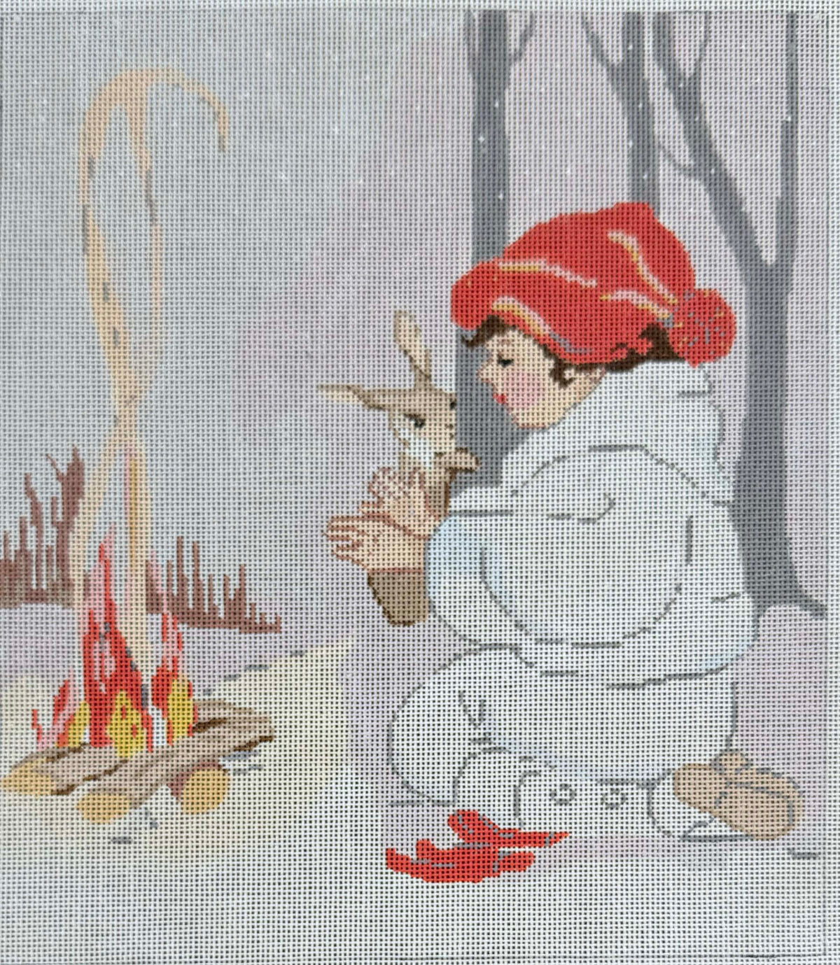Vintage Aviva Canvas - A Girl by the Fire