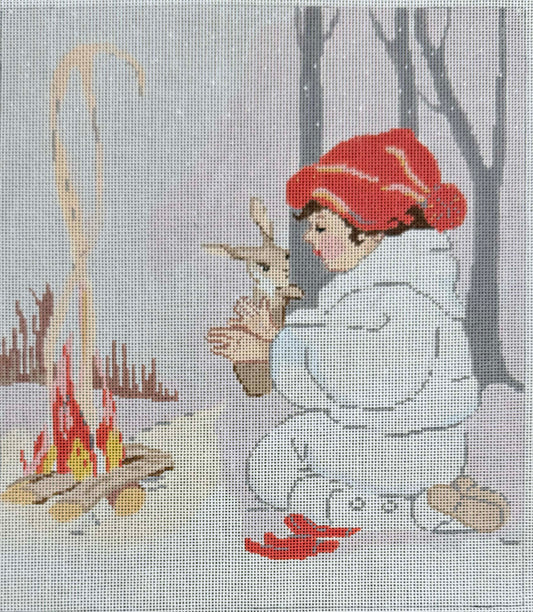 Vintage Aviva Canvas - A Girl by the Fire