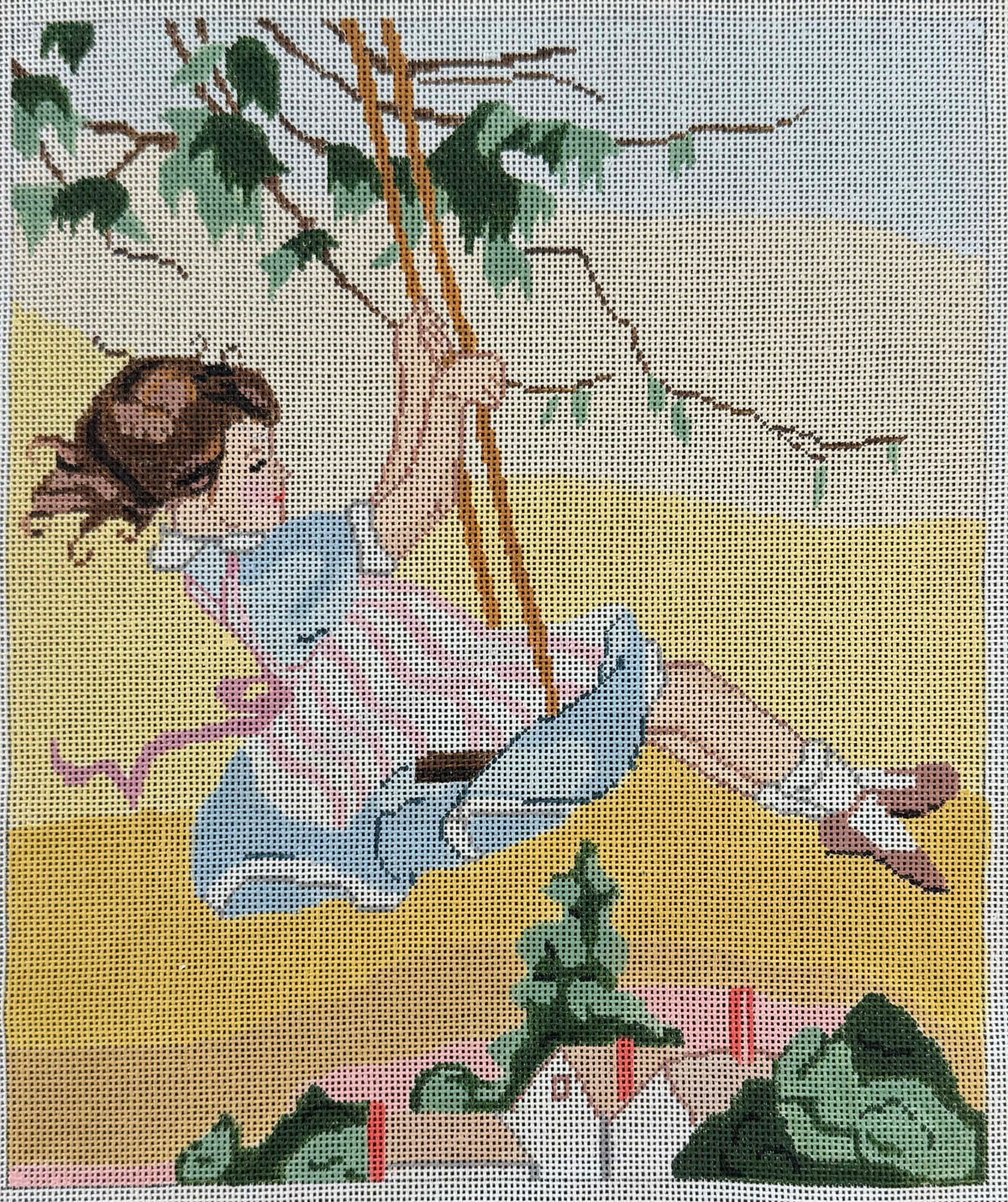 Vintage Aviva Canvas - Girl on a Swing