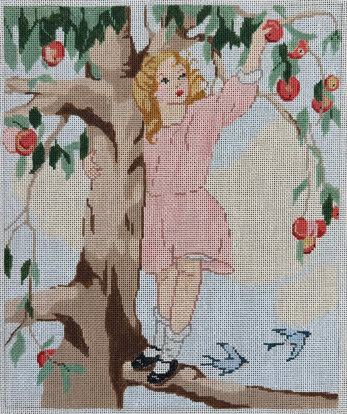 Vintage Aviva Canvas - Girl Picking Apples