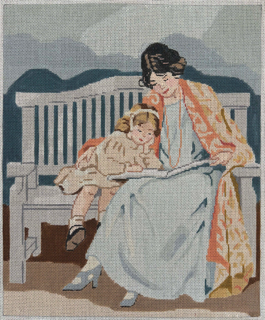 Vintage Aviva Canvas - Mom and Girl Reading