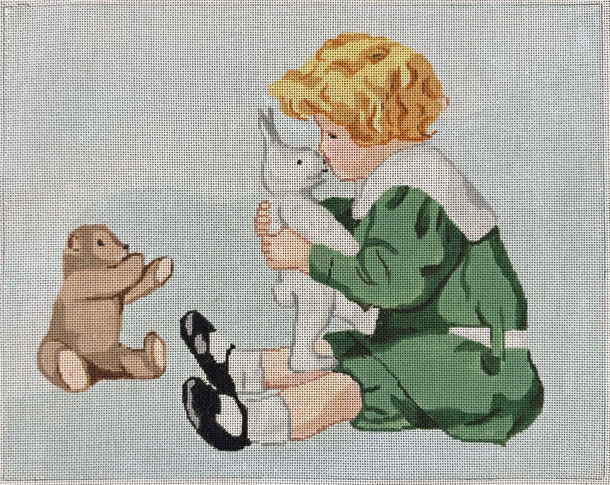 Vintage Aviva Canvas - Boy with Stuffed Animals