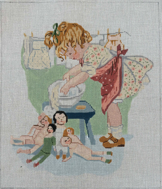 Vintage Aviva Canvas - Doll Wash Time