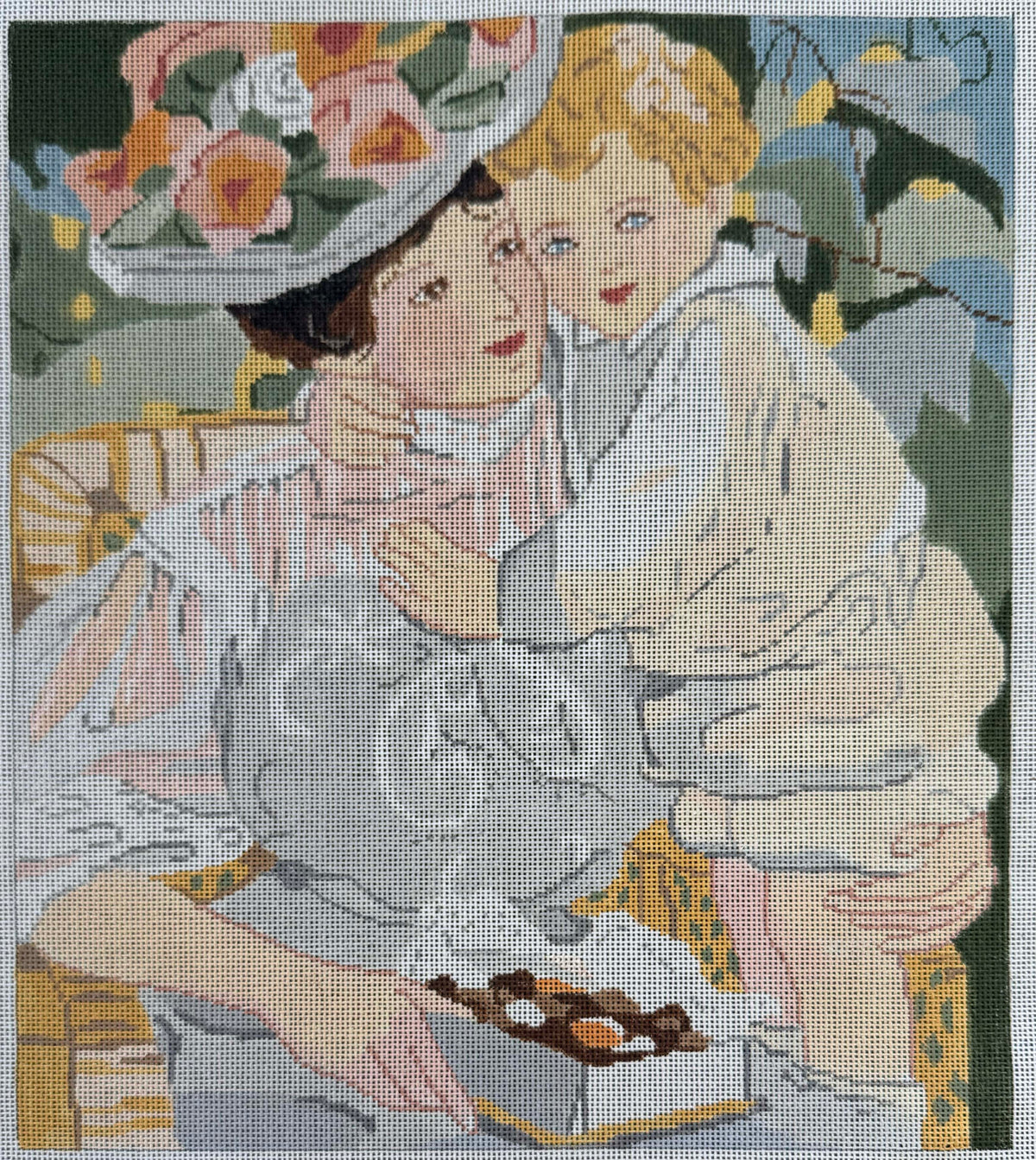 Vintage Aviva Canvas - Mom and Baby and Chocolates