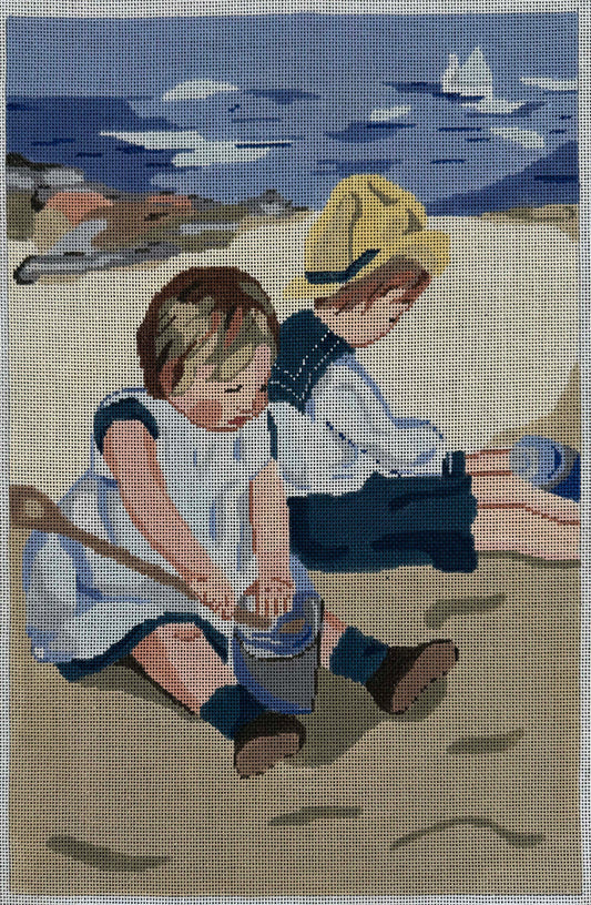 Vintage Aviva Canvas - Two Boys on the Beach