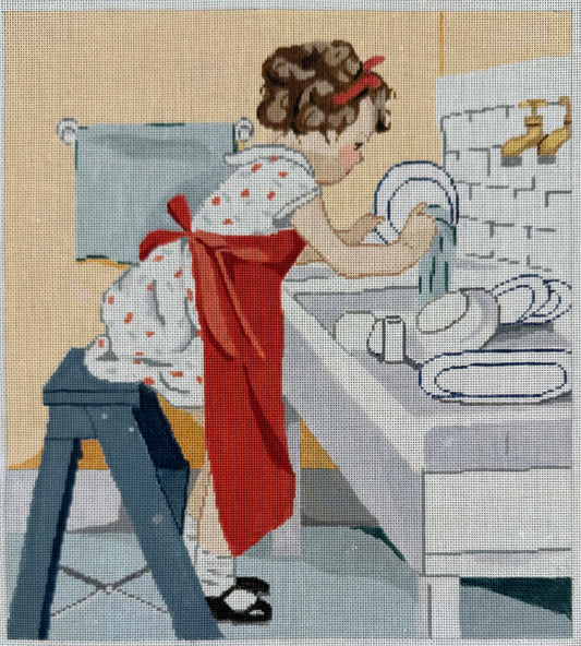 Vintage Aviva Canvas - Washing Dishes
