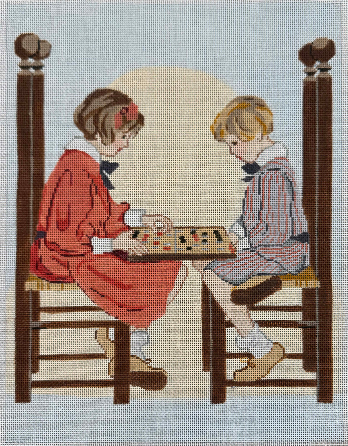 Vintage Aviva Canvas - Playing Checkers