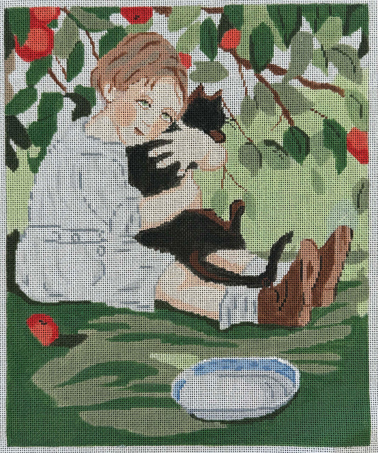 Vintage Aviva Canvas - Boy and a Cat