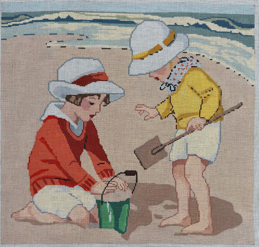 Vintage Aviva Canvas - Playing on the Beach