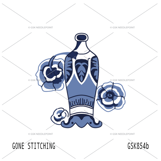 Blue and White Vase with Flowers