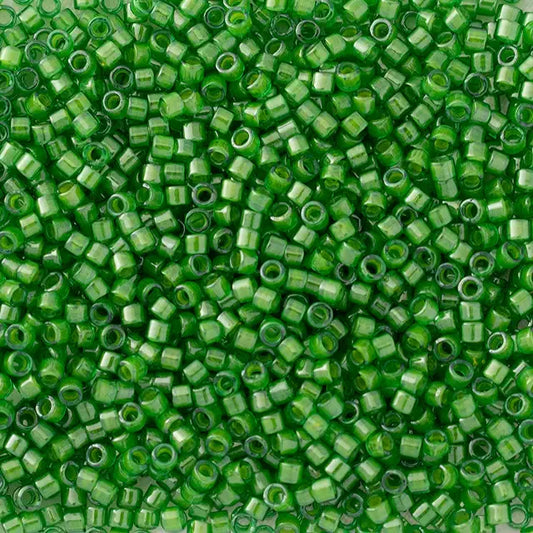 Delica Beads Lime Line Crystal Green db274