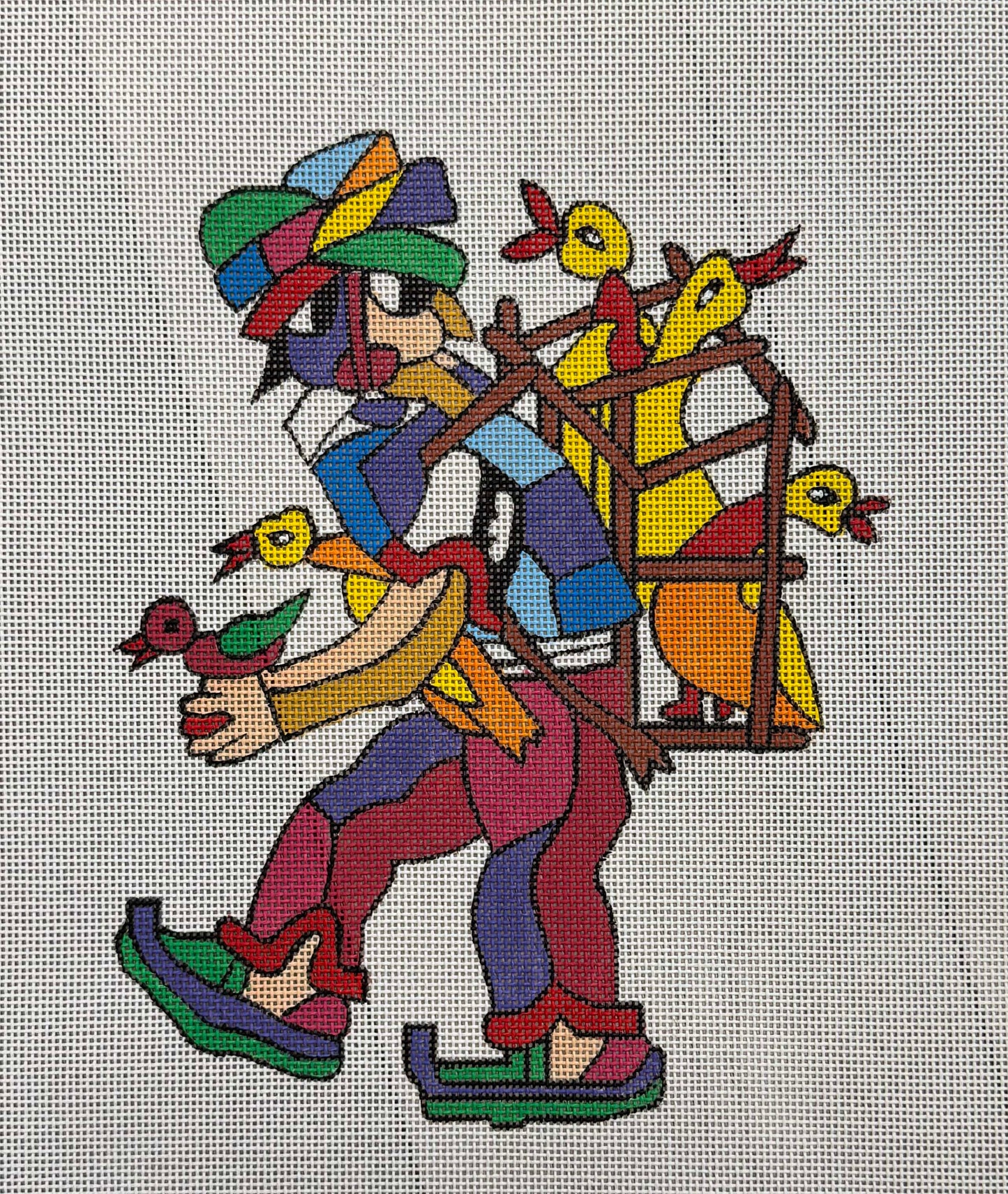 Man with Ducks in Basket Inspired by Obican