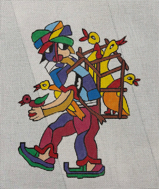Man with Ducks in Basket Inspired by Obican