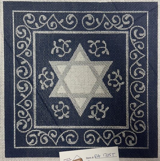 Blue and Silver Scroll Tefillin by Shelbi