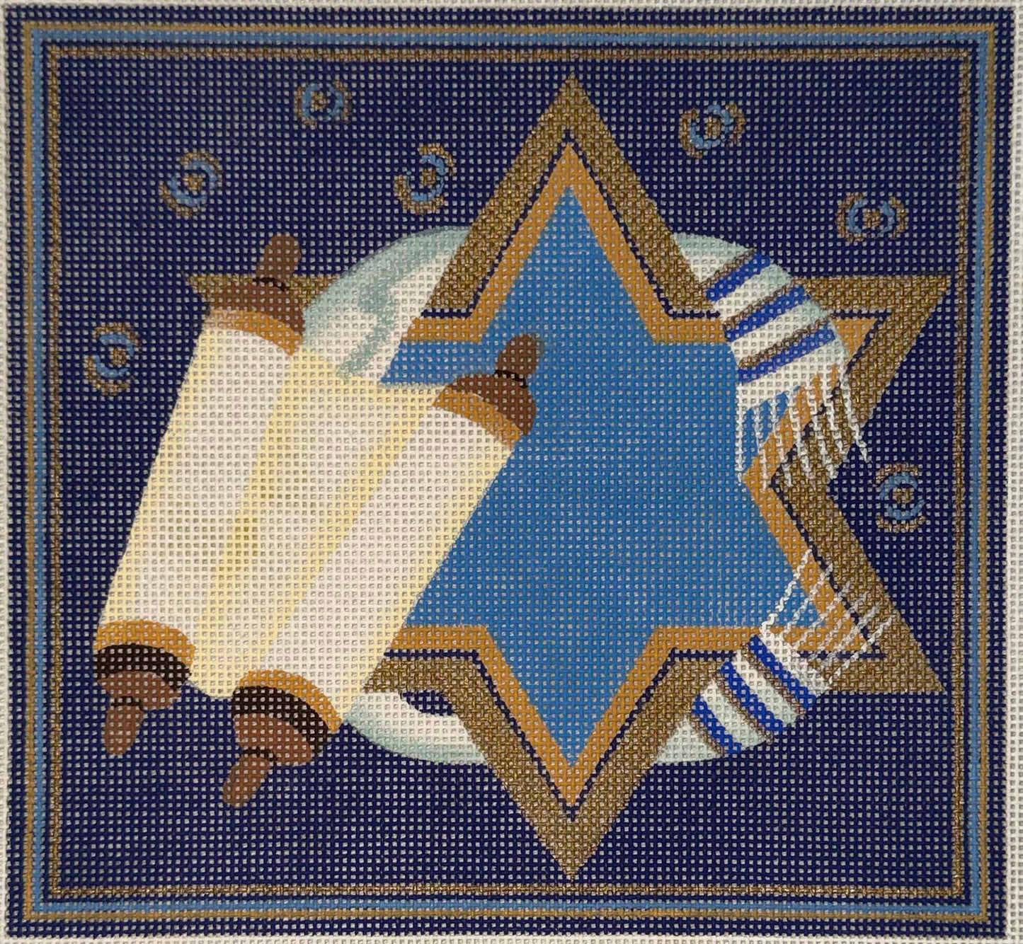 Star and Torah Tefillin - Blue and Violet