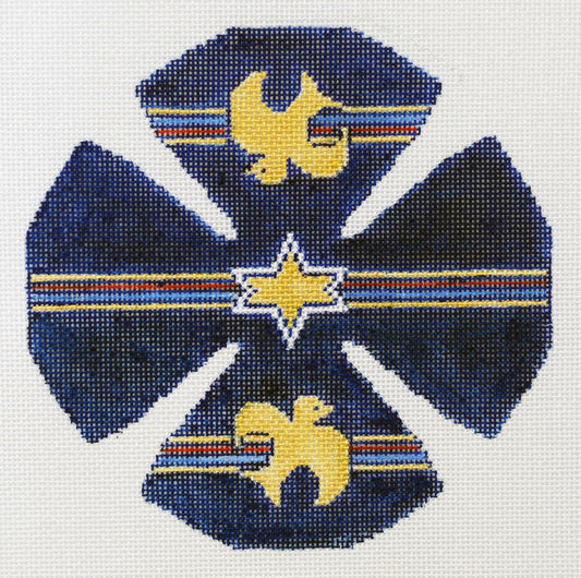 Golden doves and stars kippa