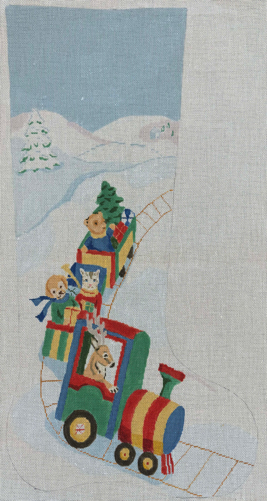 Vintage Canvas - Train Stocking