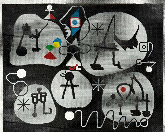 Adaption of Woman Listening to Music by Joan Miro