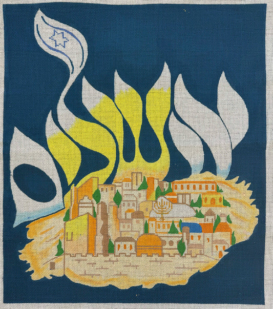 Chanukah Shalom Flames over Jerusalem
