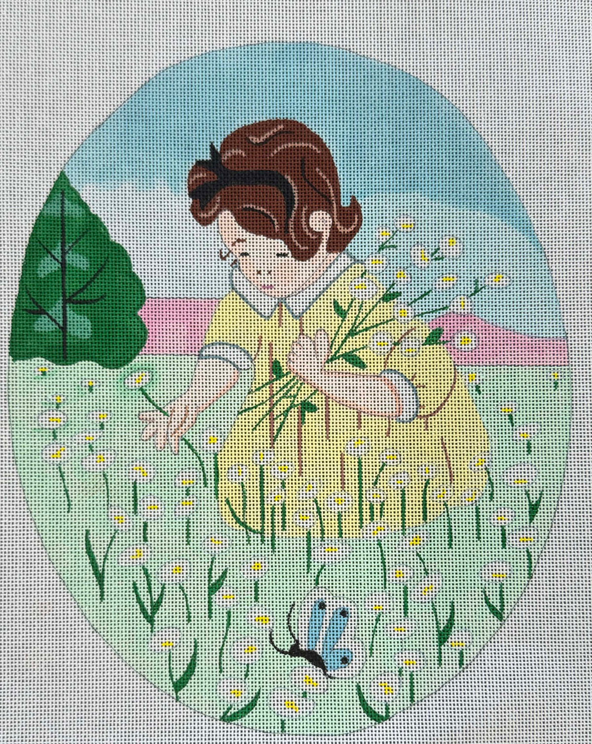 Vintage Canvas - Girl Picking Daisies