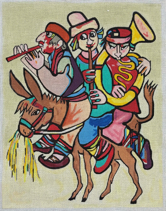 Art Adaption of Three Musicians on a Donkey by Jovan Obican