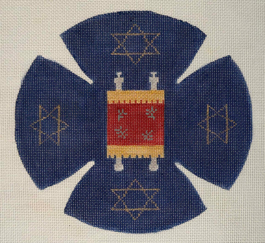 Blue Torah and Stars Kippa