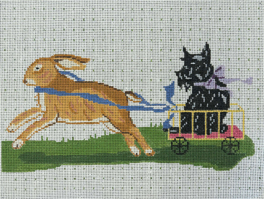 Rabbit and Dog with a Cart