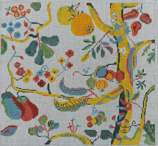Vintage Canvas - Floral Pillow with Fruit