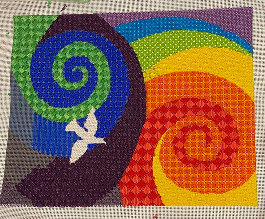 Colorful  Swirl with Dove Tallit