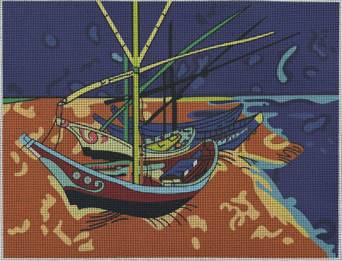 Art Adaption of Boats at Les Saintes Maries by Van Gogh - UV Printed