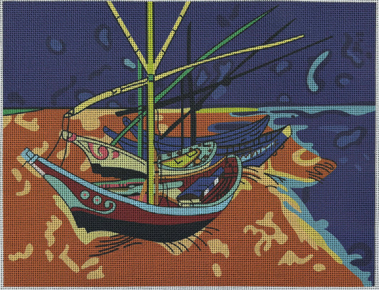 Art Adaption of Boats at Les Saintes Maries by Van Gogh - UV Printed