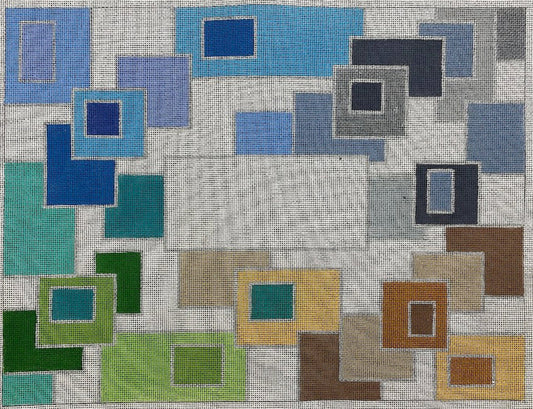 Geometric Boxes Tallit White Background