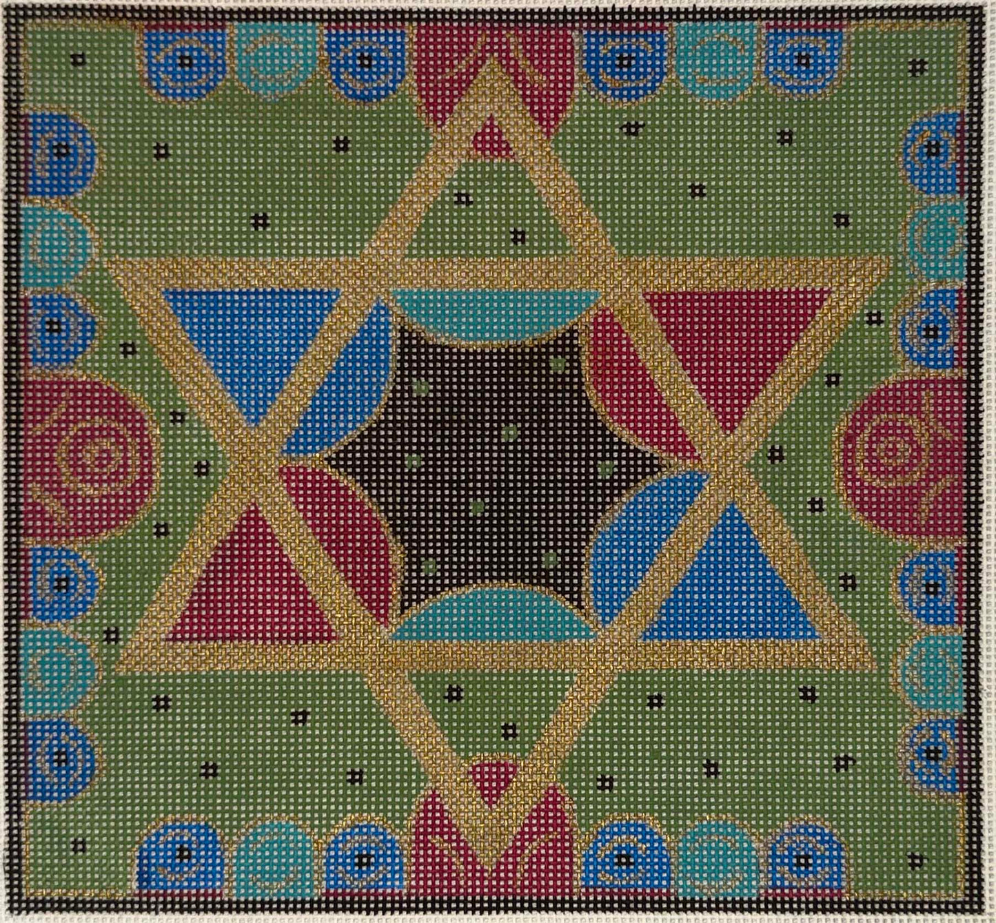 Star of David Green Dots Tefillin by Julia's Needleworks