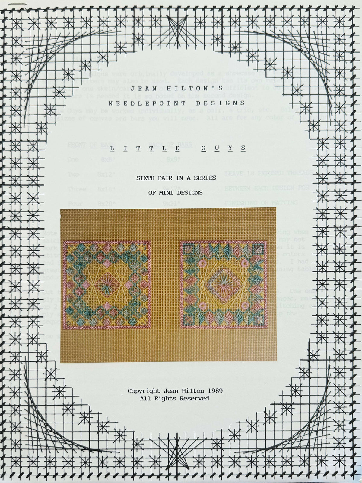 Little Guys #6 Stitch Guide by Jean Hilton's Needlepoint Designs