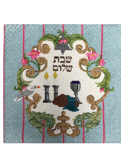 Challah Cover with Pink Stripe