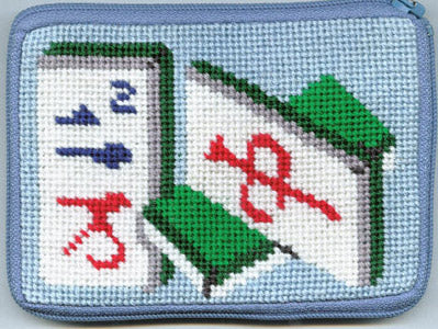 Mahjong cosmetic case stitch and zip