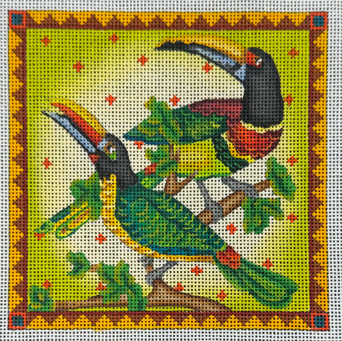 Vintage Canvas - Two Toucans